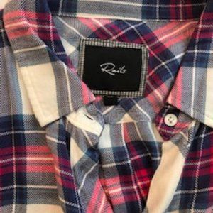 XS Rails Pink and Blue Plaid Shirt